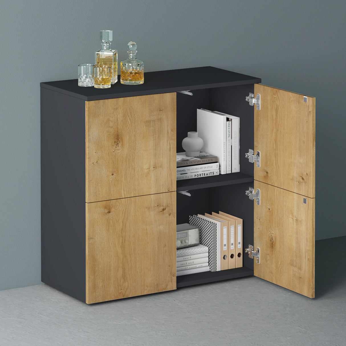 Commode de rangement à 4 portes, buffet, meuble polyvalent, meuble de rangement Glasvilla Schrank04