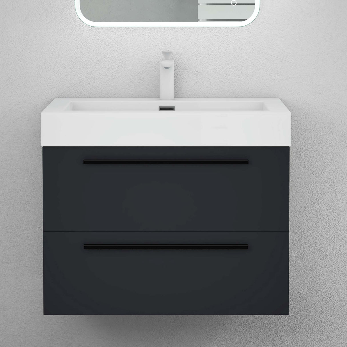 glasvilla Mobile Bagno Sospeso con Lavabo da Marmo Fuso Mobiletto per Bagno con Lavabo Quadratto