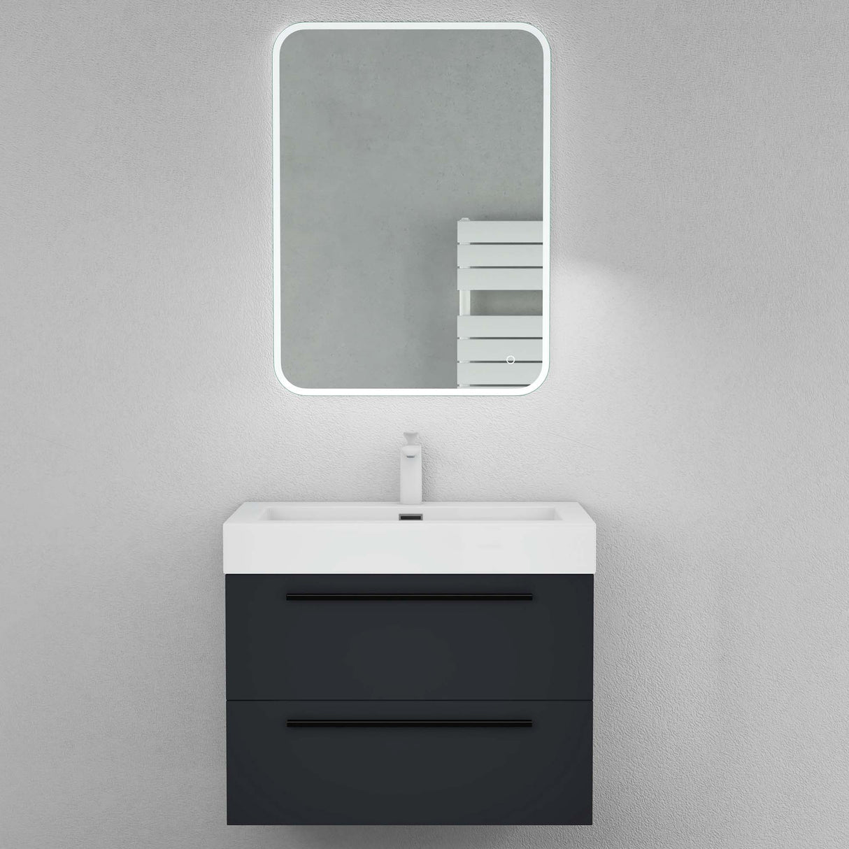 glasvilla Mobile Bagno Sospeso con Lavabo da Marmo Fuso Mobiletto per Bagno con Lavabo Quadratto