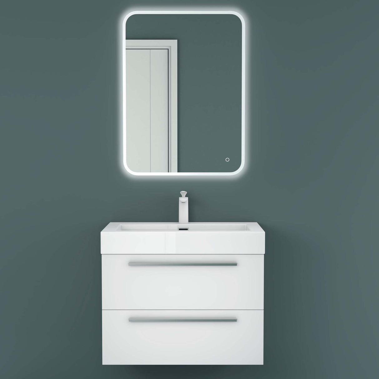 glasvilla Mobile Bagno Sospeso con Lavabo da Marmo Fuso Mobiletto per Bagno con Lavabo Quadratto