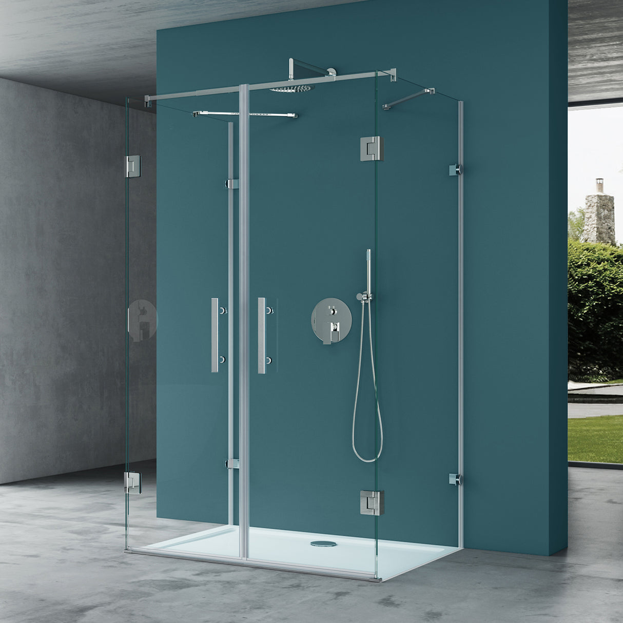glasvilla Box Doccia a U, Cabina Bagno in Vetro Trasparente 8mm con Porta Girevole Box Cabina Doccia Angolare Ravenna40UK