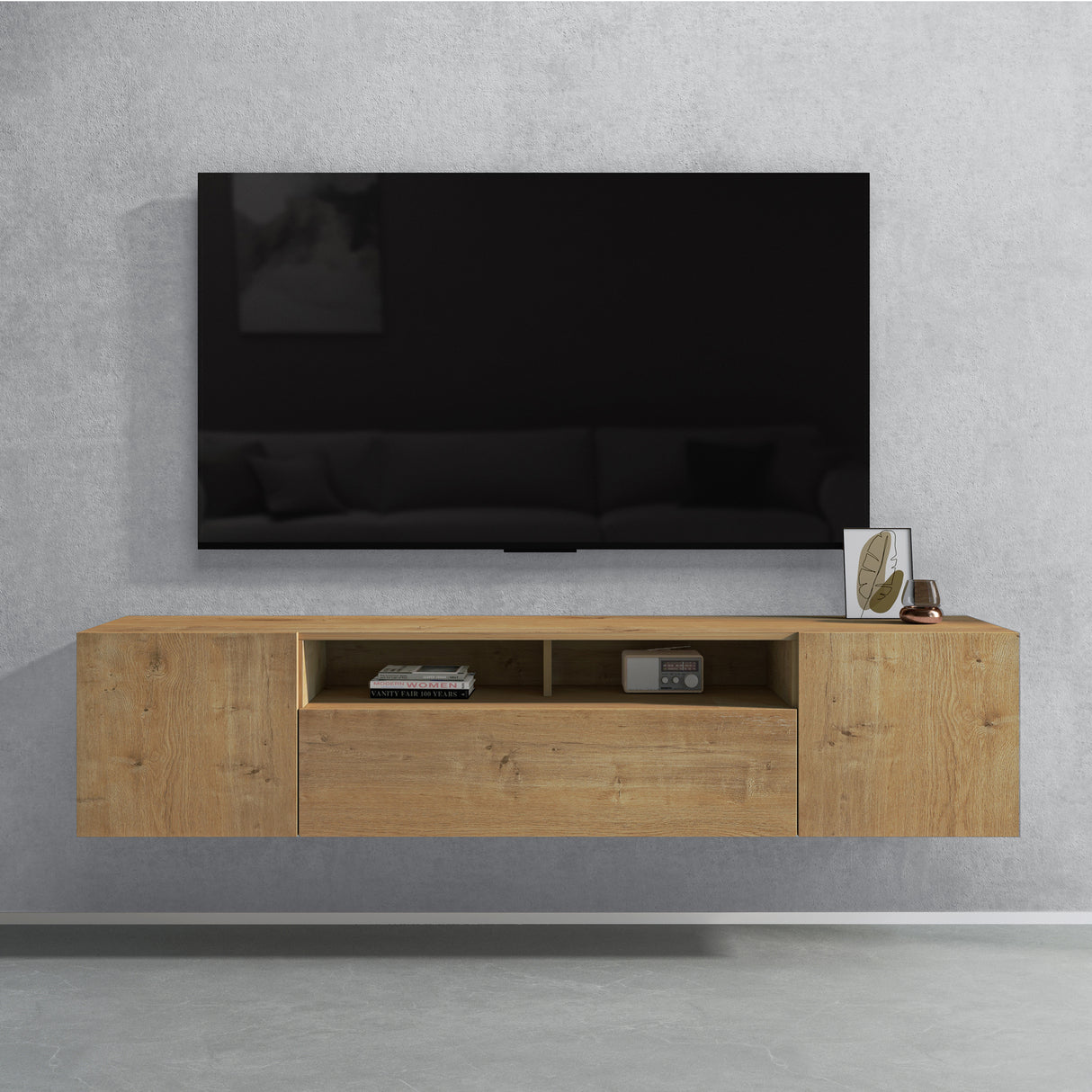 glasvilla Mobile TV per Televisore con 3 Ante Armadietto Basso Soft-close per Soggiorno, Sala da Pranzo, Camera da Letto Fernsehschrank03