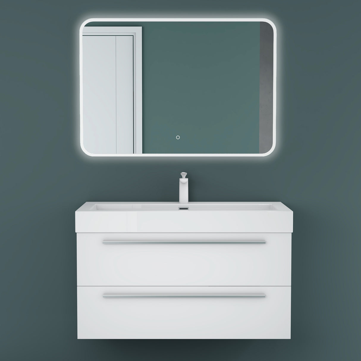glasvilla Mobile Bagno Sospeso con Lavabo da Marmo Fuso Mobiletto per Bagno con Lavabo Quadratto