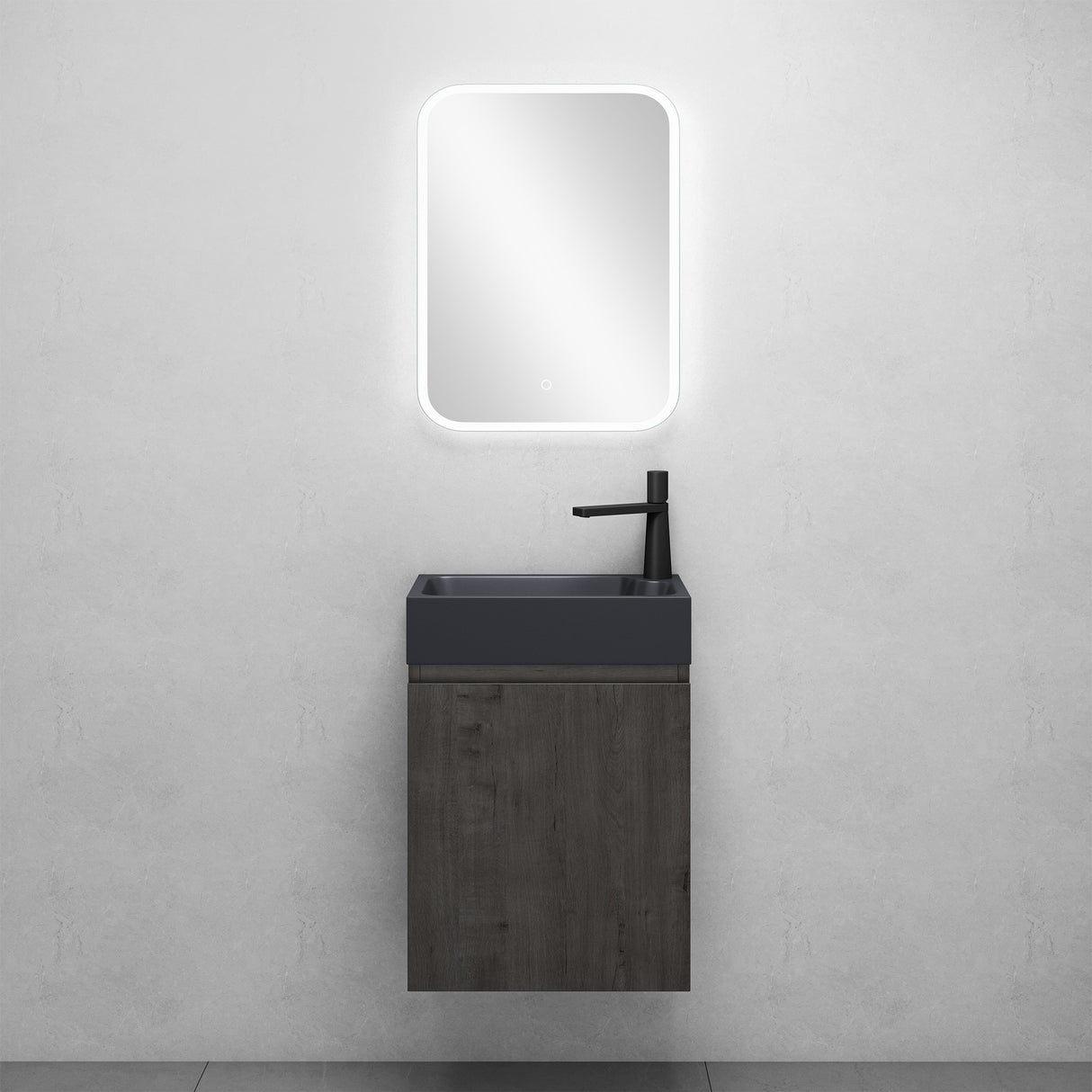 glasvilla Mobile Bagno Sospeso con Lavabo Antracite Opaco Mobiletto da Bagno 46x26x63cm Pisa02