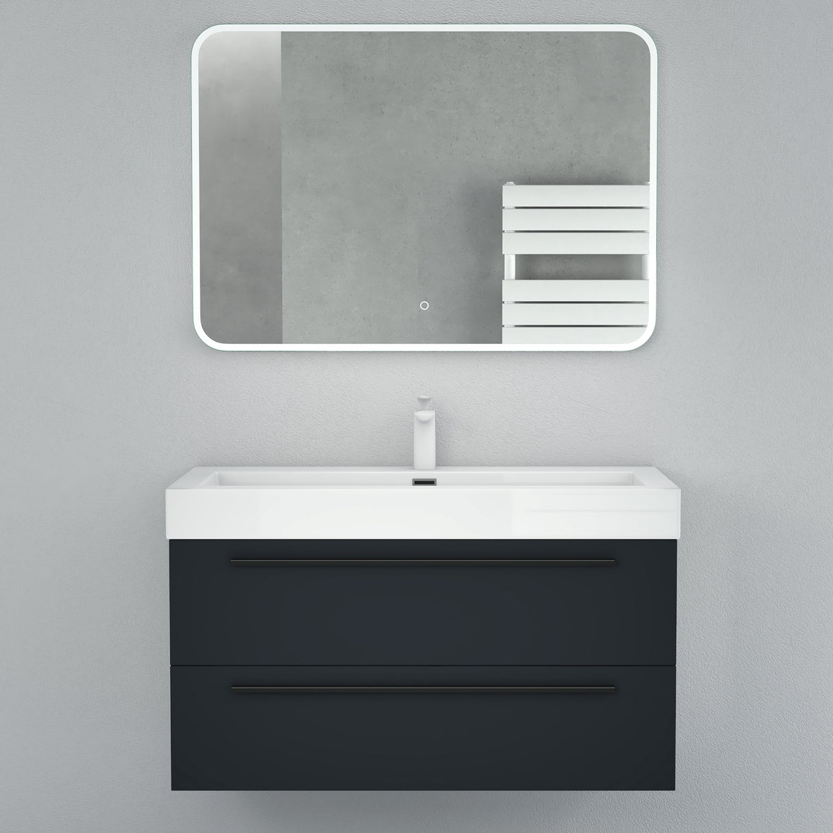 glasvilla Mobile Bagno Sospeso con Lavabo da Marmo Fuso Mobiletto per Bagno con Lavabo Quadratto