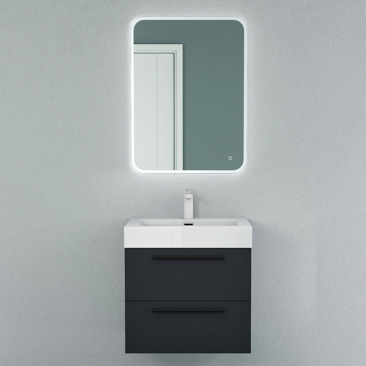 glasvilla Mobile Bagno Sospeso con Lavabo da Marmo Fuso Mobiletto per Bagno con Lavabo Quadratto