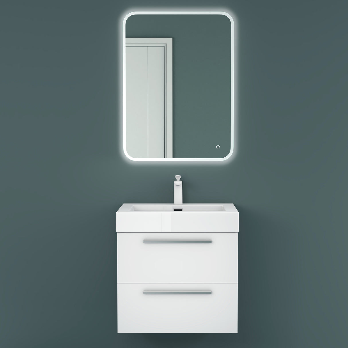 glasvilla Mobile Bagno Sospeso con Lavabo da Marmo Fuso Mobiletto per Bagno con Lavabo Quadratto