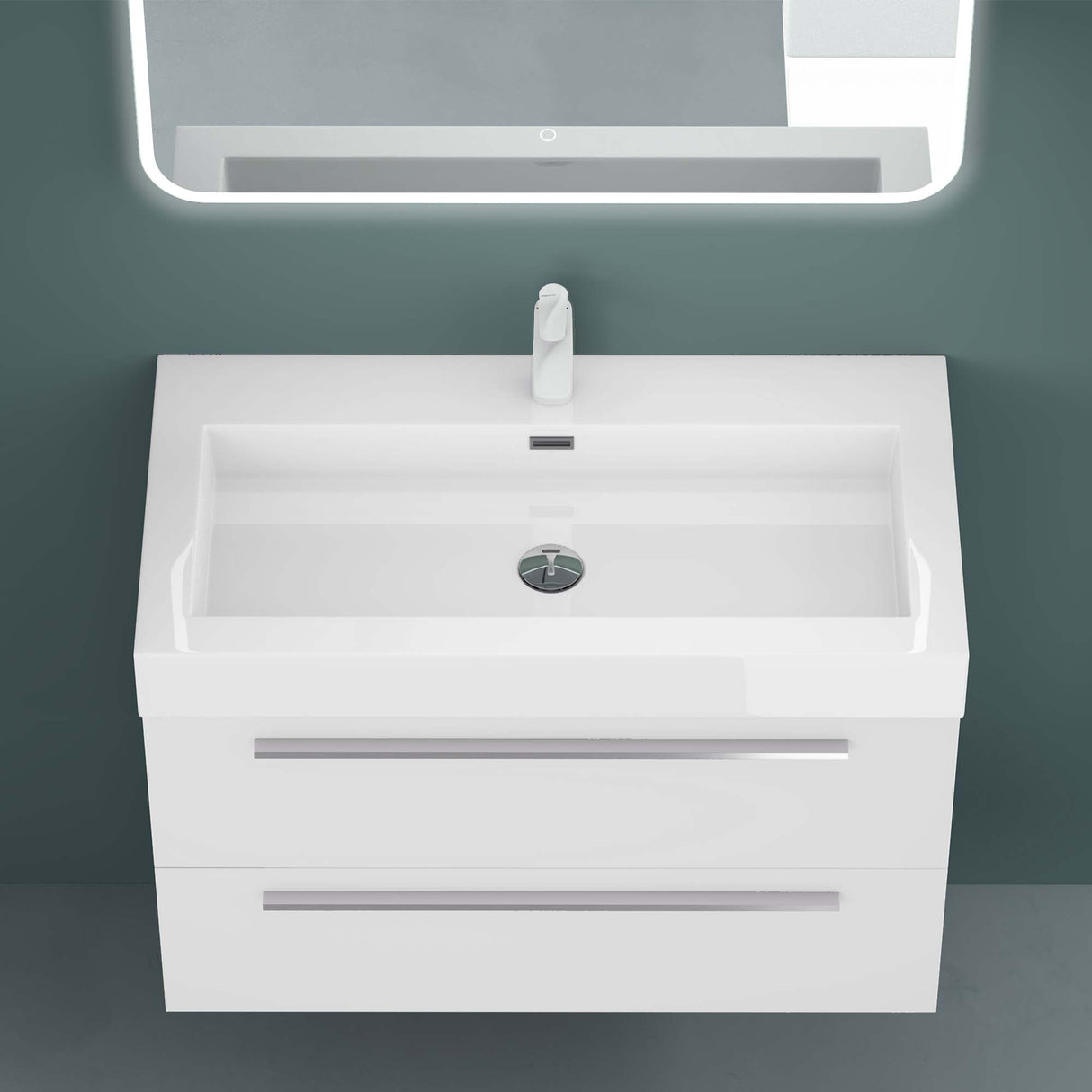glasvilla Mobile Bagno Sospeso con Lavabo da Marmo Fuso Mobiletto per Bagno con Lavabo Quadratto