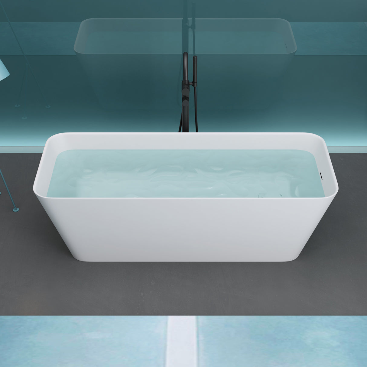 glasvilla Bañera independiente Blanco mate de mineral fundido Bañera de pie incl. sellado Nano