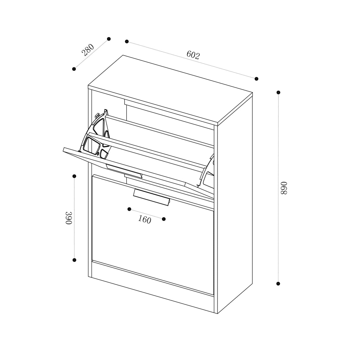 glasvilla Schuhschrank Schuhkommode Schuhkipper BxTxH: 60x28x89 cm Schmal zapatero Muebles Schuhschrank01
