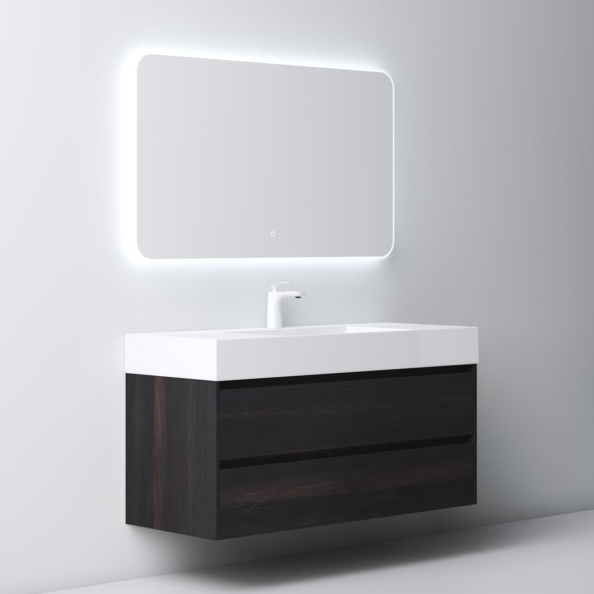 glasvilla Mobile Bagno Sospeso 120x48x63cm con 2 cassetti Mobile da Bagno con Lavabo Deep