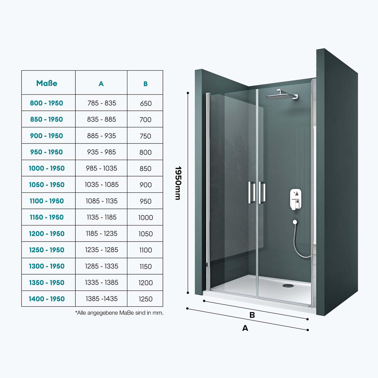 Porte de douche Glasvilla, porte de niche, cabine de douche, porte battante 180°, porte double, revêtement nano ESG 6 mm, verre clair/satiné, rayé/entièrement satiné avec mécanisme de levage et d'abaissement, Teramo24VS