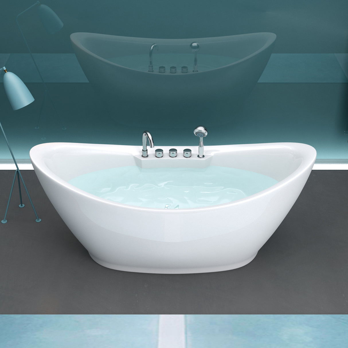 glasvilla Vasca da Bagno Freestanding in Acrilico con Rubinetto, Vasca da Bagno Indipendente