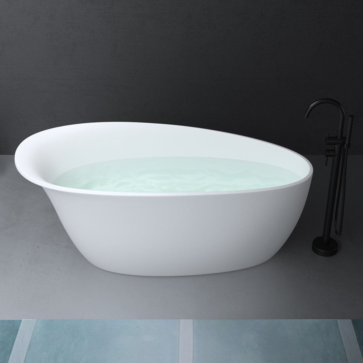 glasvilla Bañera independiente Blanco mate de mineral fundido Bañera de pie incl. sellado Nano