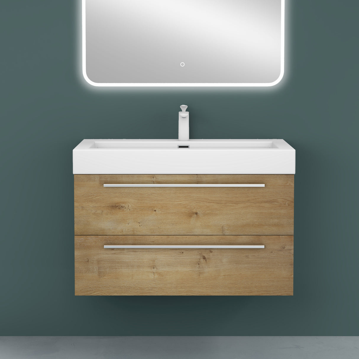 glasvilla Mobile Bagno Sospeso con Lavabo da Marmo Fuso Mobiletto per Bagno con Lavabo Quadratto