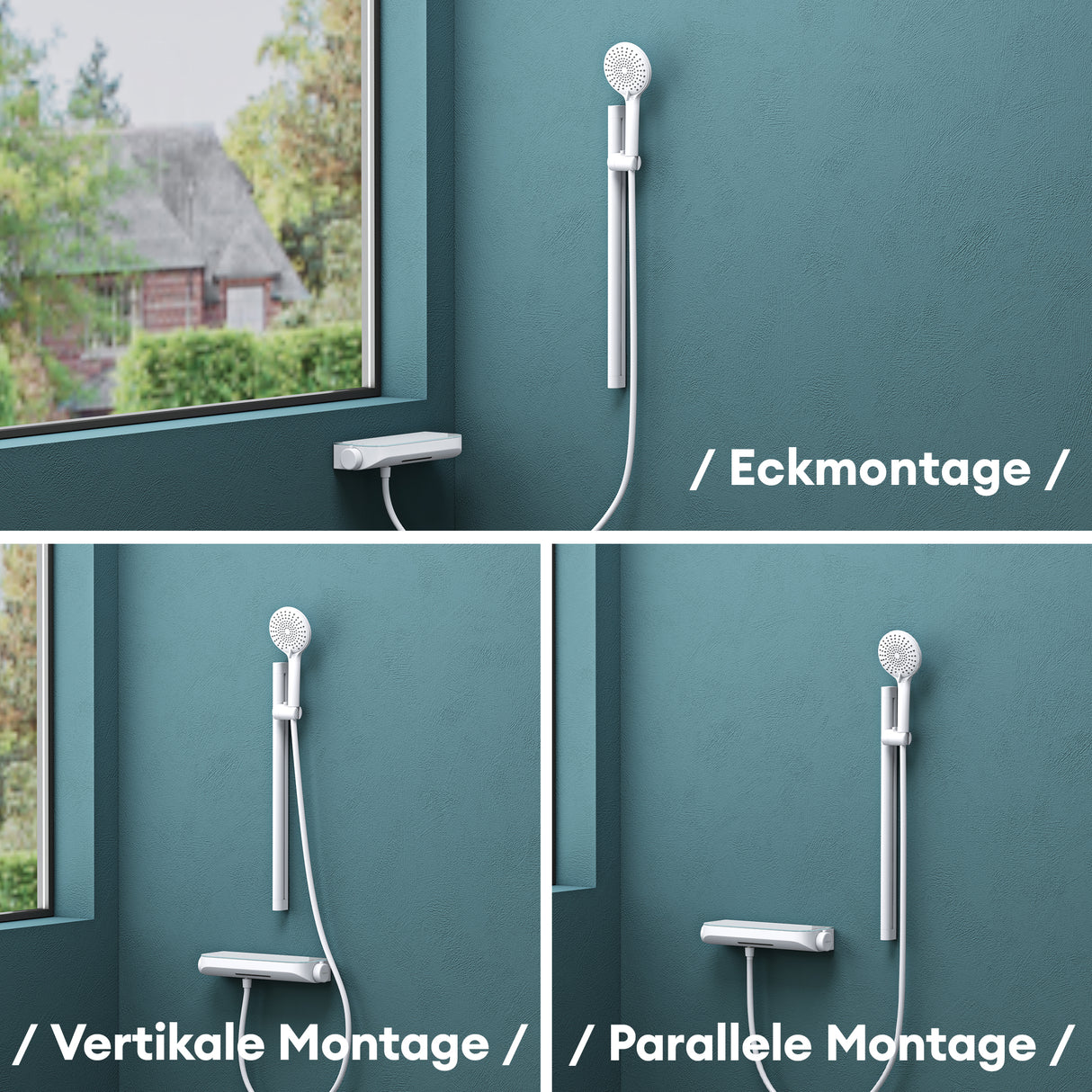 glasvilla Soffione Doccia con 3 Modalità, Doccino per Doccia in Ottone con Tubo Flessibile da 1.5m, Facile da Installare Duschsystem9