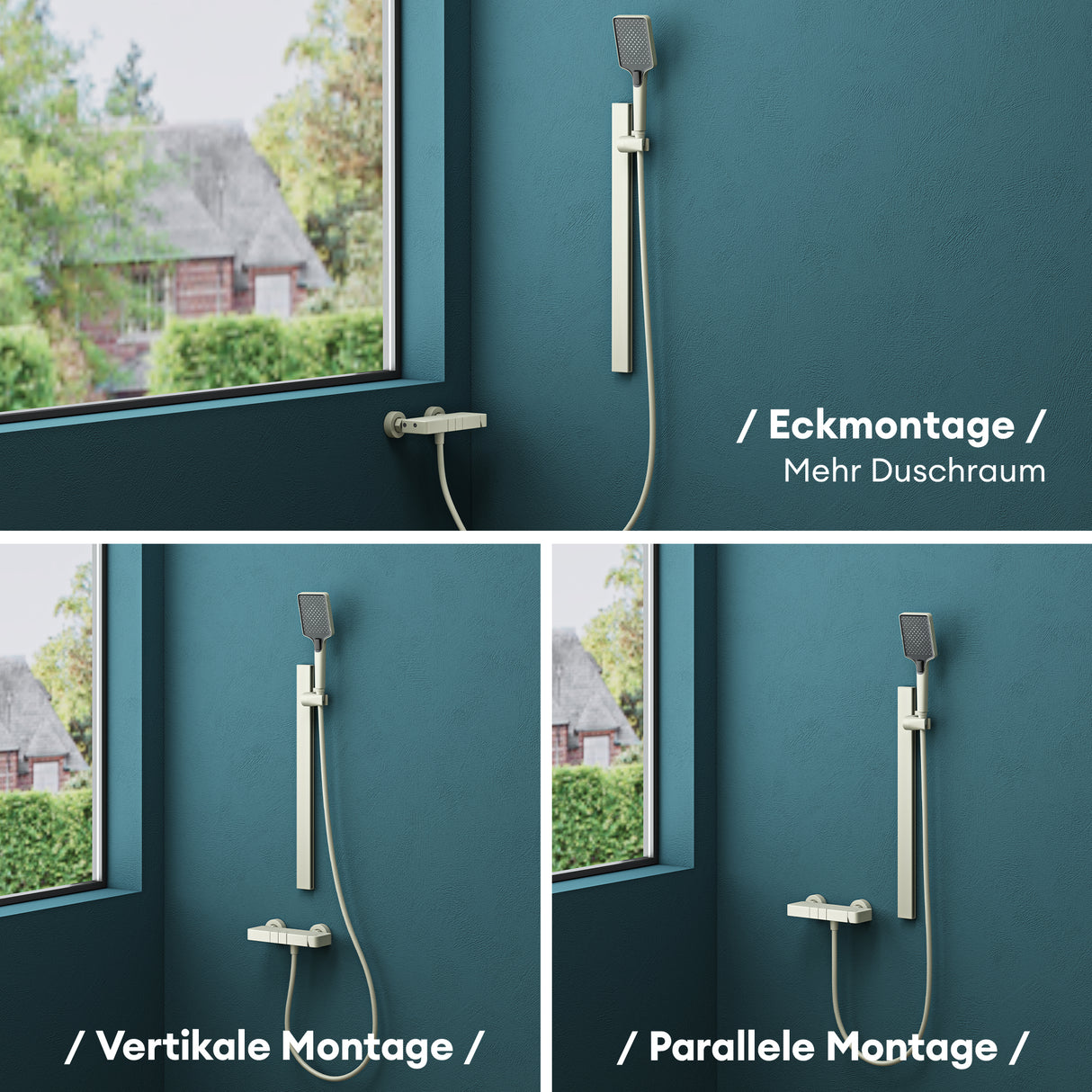 glasvilla Soffione Doccia con 3 Modalità Doccino per Doccia Regolabile in Altezza con Tubo Flessibile, Telefono Doccia Universale Facile da Installare Duschsystem10