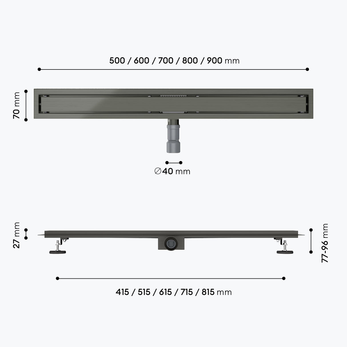 glasvilla Canaletta Scarico in Acciaio Inox per Box Doccia Canalina di Scarico Doccia a Pavimento Piastrellabile con Filtro per Capelli KE110