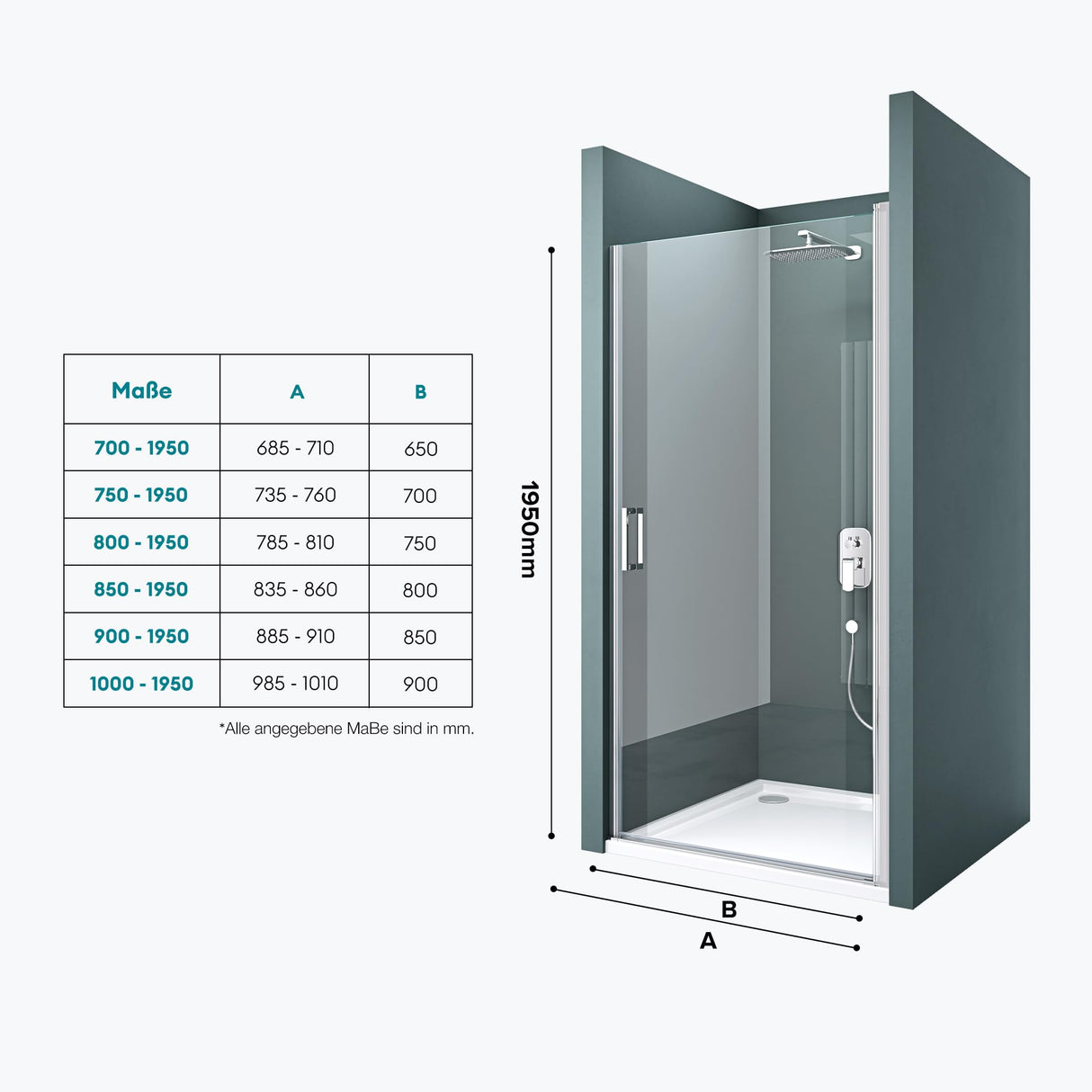 glasvilla Porta Doccia Nicchia in Vetro Trasparente o Strisce Satinato Cabina Doccia in Vetro di Sicurezza ESG Box Doccia con Meccanismo di Sollevamento e Abbassamento Teramo24K+MS D Neu
