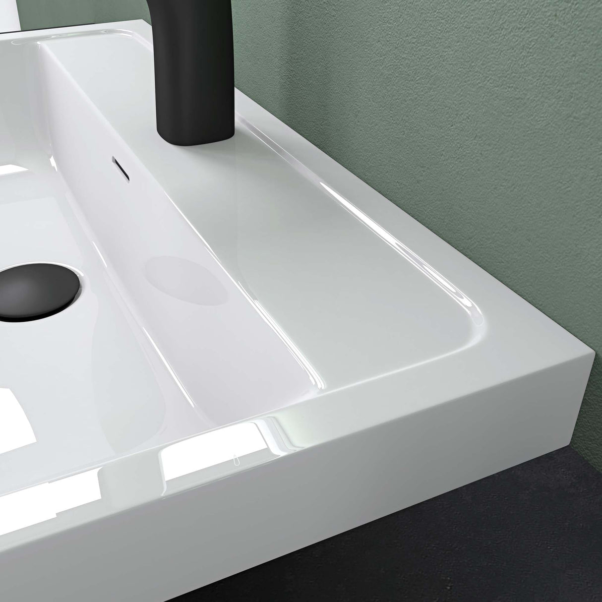 glasvilla Waschbecken Einbauwaschbecken Rechteckige Waschschale aus Mineralguss mit Überlauf Col8