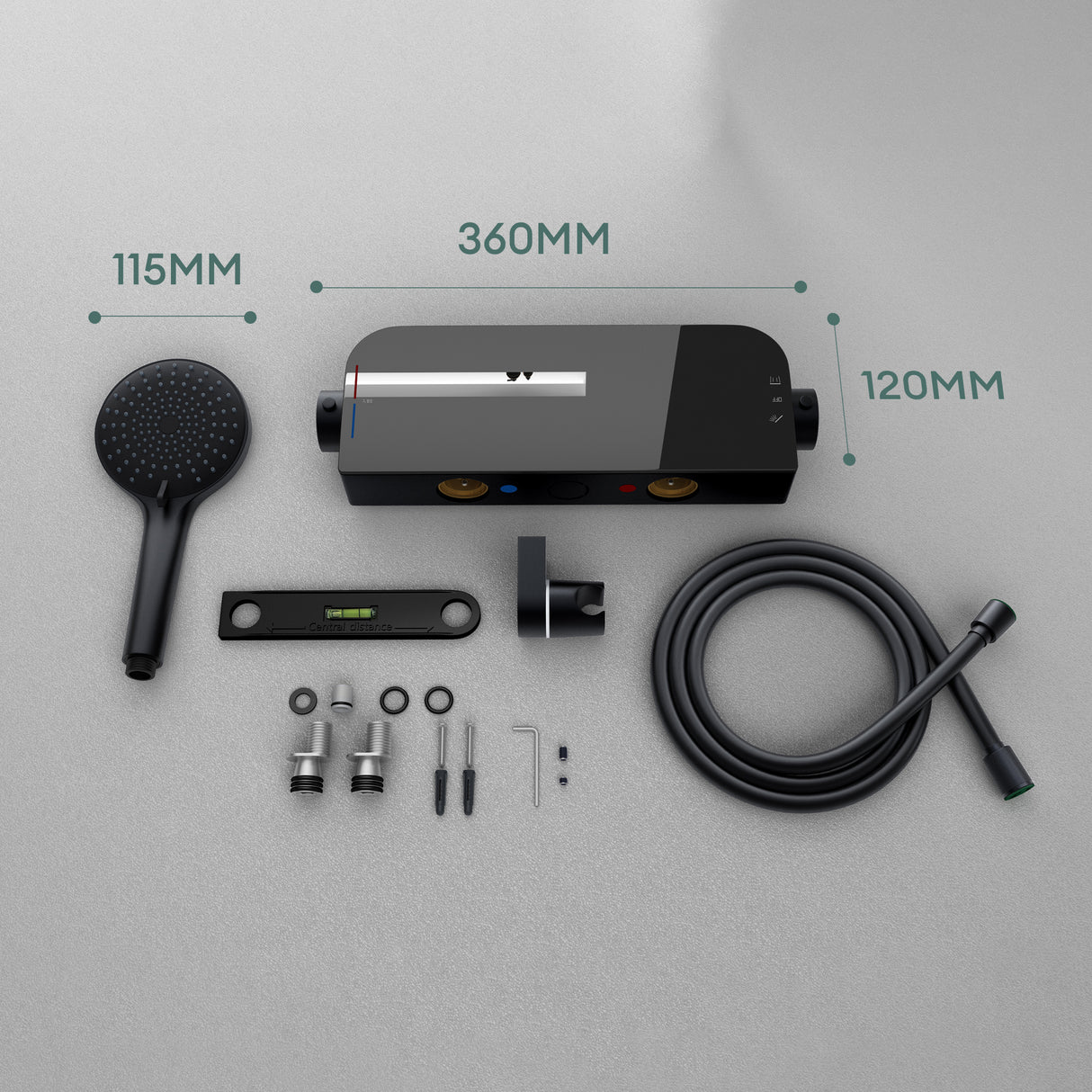 glasvilla Termostato Grifo de Bañera con Ducha de Mano Grifo de Bañera Termostato de Bañera 4 Tipos de Chorro Grifo de Pared para Bañera de Latón incl. Manguera de Ducha Sistema de Ducha8