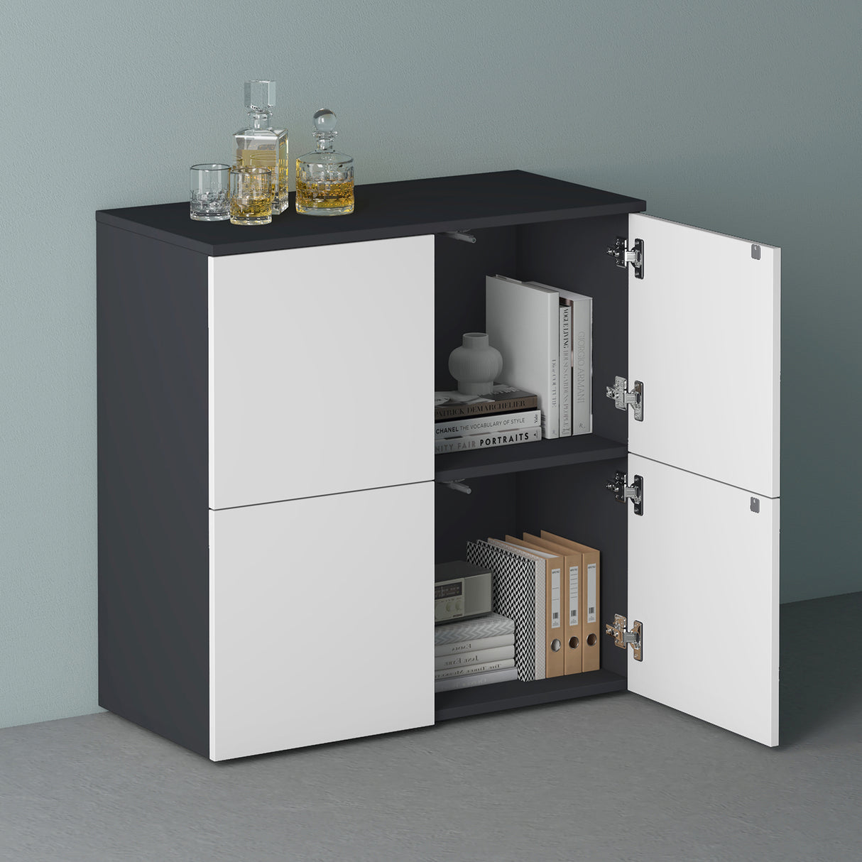 Commode de rangement à 4 portes, buffet, meuble polyvalent, meuble de rangement Glasvilla Schrank04