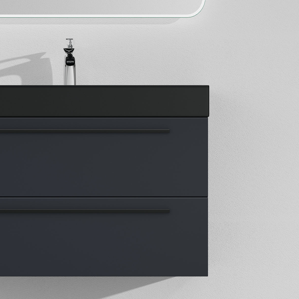 conjunto de muebles de baño glasvilla mueble de lavabo con mueble inferior incl. lavabo de mineral en antracita Quadratto
