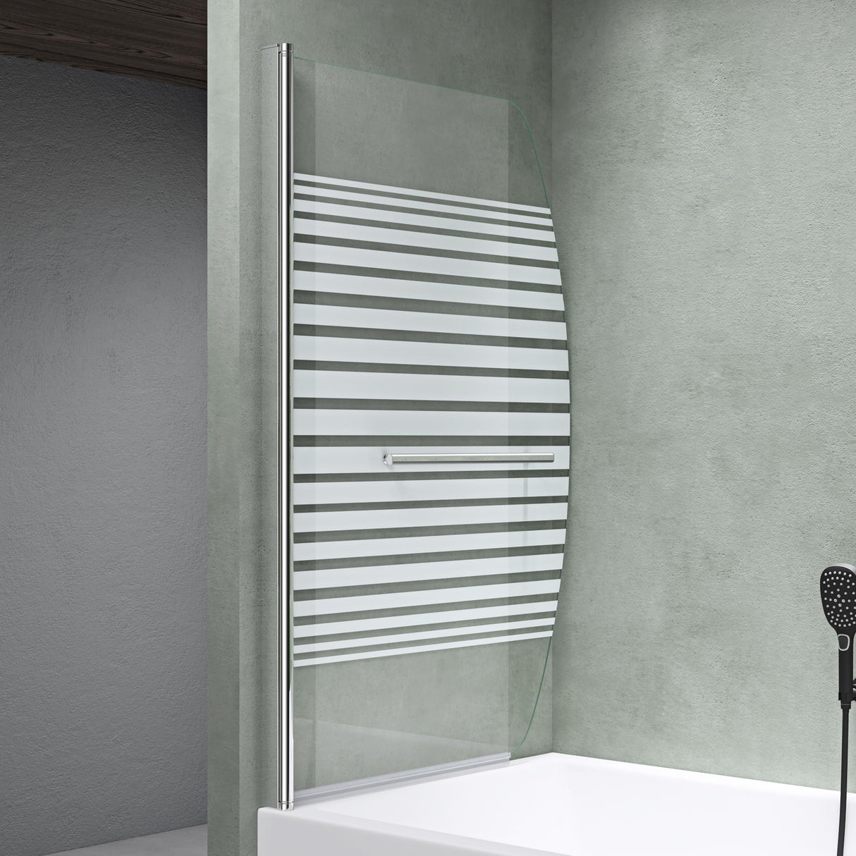 glasvilla Parete Vasca da Bagno Doccia, Parete Sopravasca 94x140cm in Vetro di Sicurezza Cabine Doccia Apertura 180° con Nano Rivestimenti Cortona112