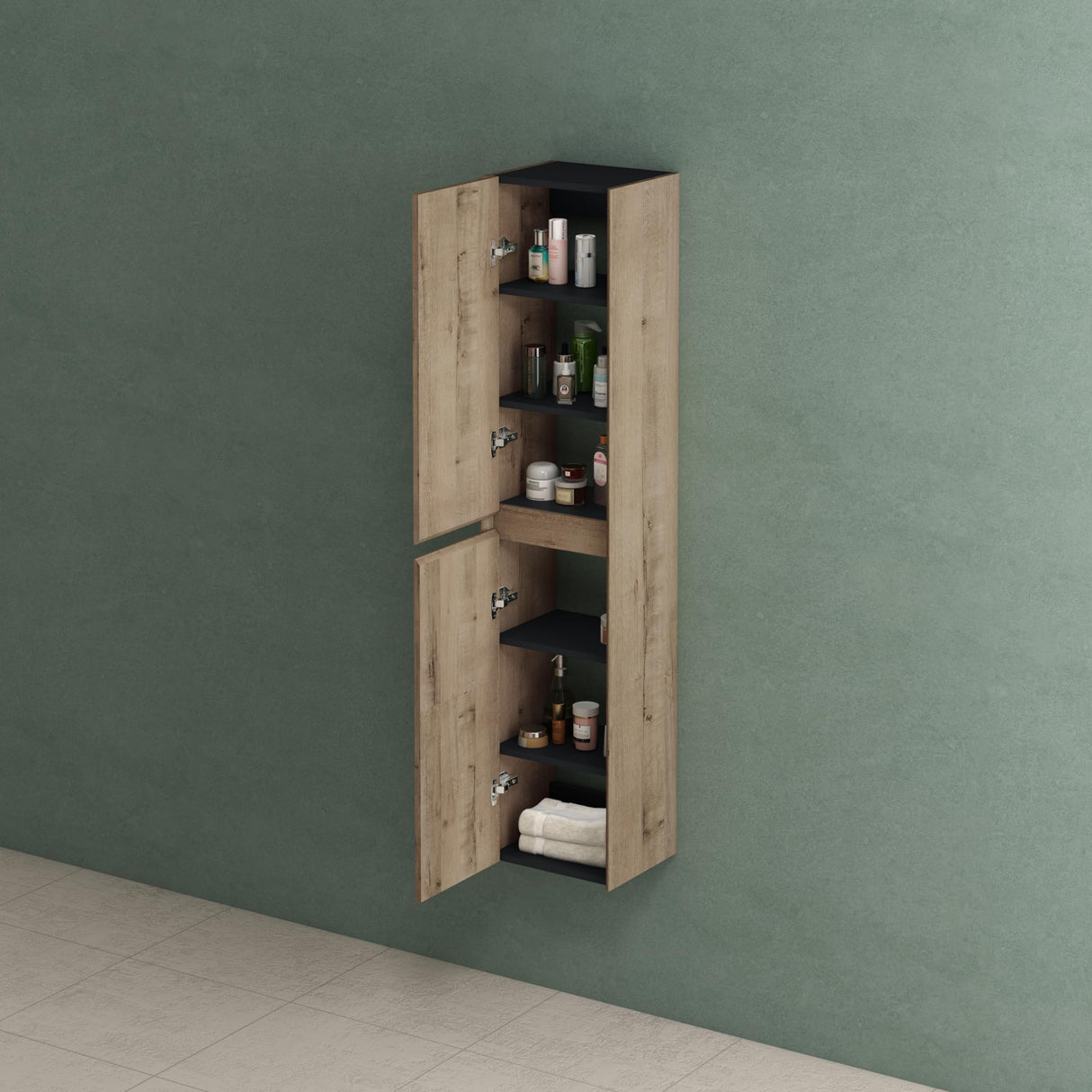 glasvilla Armadio Colonna Bagno 35x30x160cm, Mobiletto da Bagno Alto Multiuso con 2 Ante e 6 Vani Mobile da Bagno Rimo