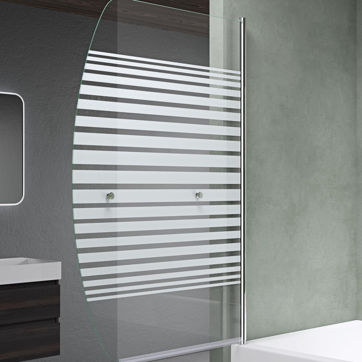 glasvilla Parete Vasca da Bagno Doccia, Parete Sopravasca 94x140cm in Vetro di Sicurezza Cabine Doccia Apertura 180° con Nano Rivestimenti Cortona112