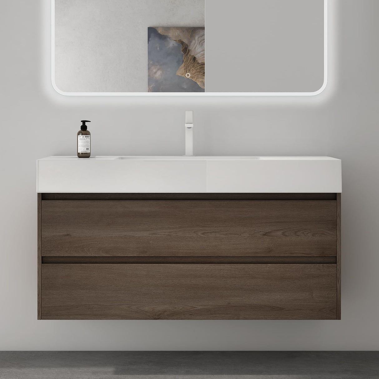 glasvilla Mobile Bagno Sospeso 120x48x63cm con 2 cassetti Mobile da Bagno con Lavabo Deep