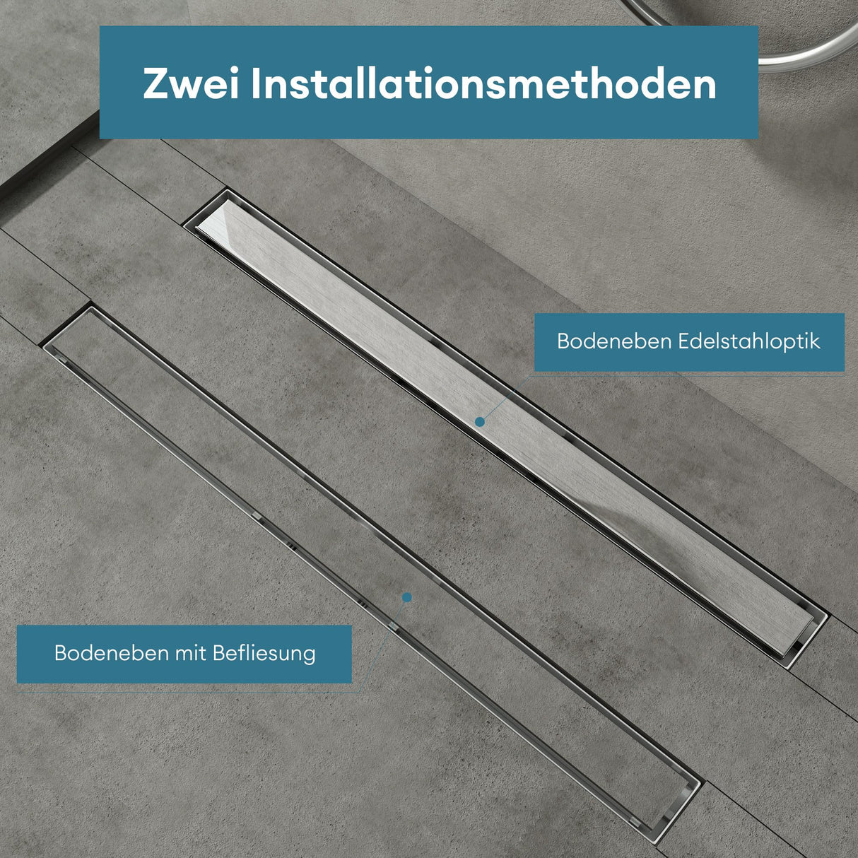 glasvilla Canaletta Scarico in Acciaio Inox per Box Doccia Canalina di Scarico Doccia a Pavimento Piastrellabile con Filtro per Capelli KE110