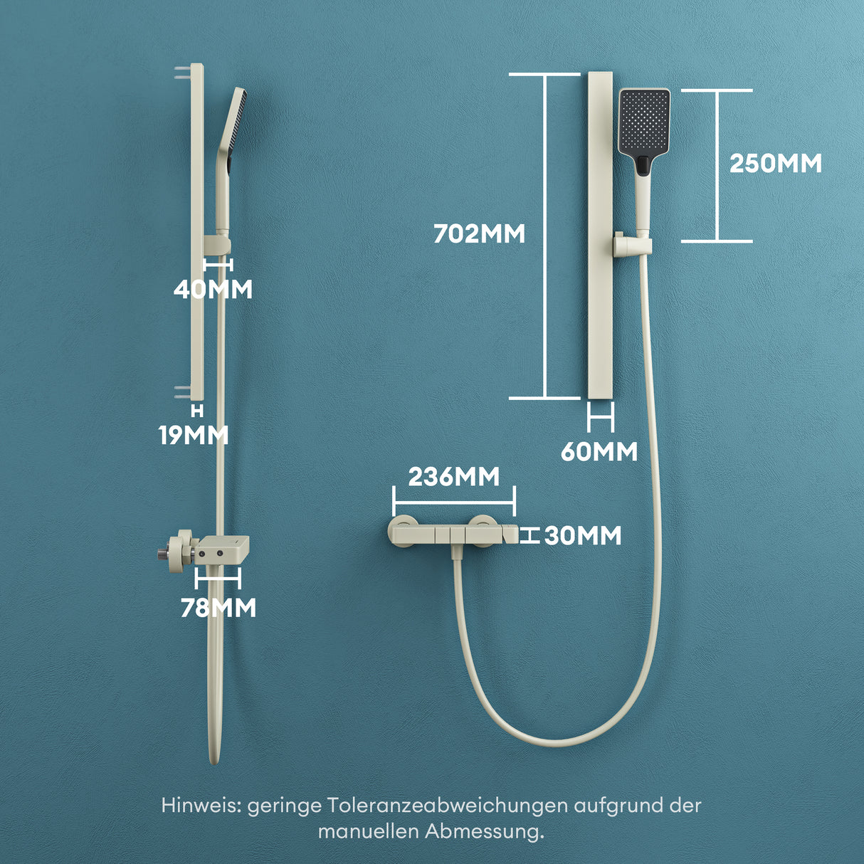 glasvilla Soffione Doccia con 3 Modalità Doccino per Doccia Regolabile in Altezza con Tubo Flessibile, Telefono Doccia Universale Facile da Installare Duschsystem10