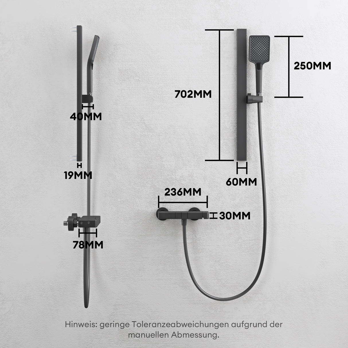 glasvilla Soffione Doccia con 3 Modalità Doccino per Doccia Regolabile in Altezza con Tubo Flessibile, Telefono Doccia Universale Facile da Installare Duschsystem10