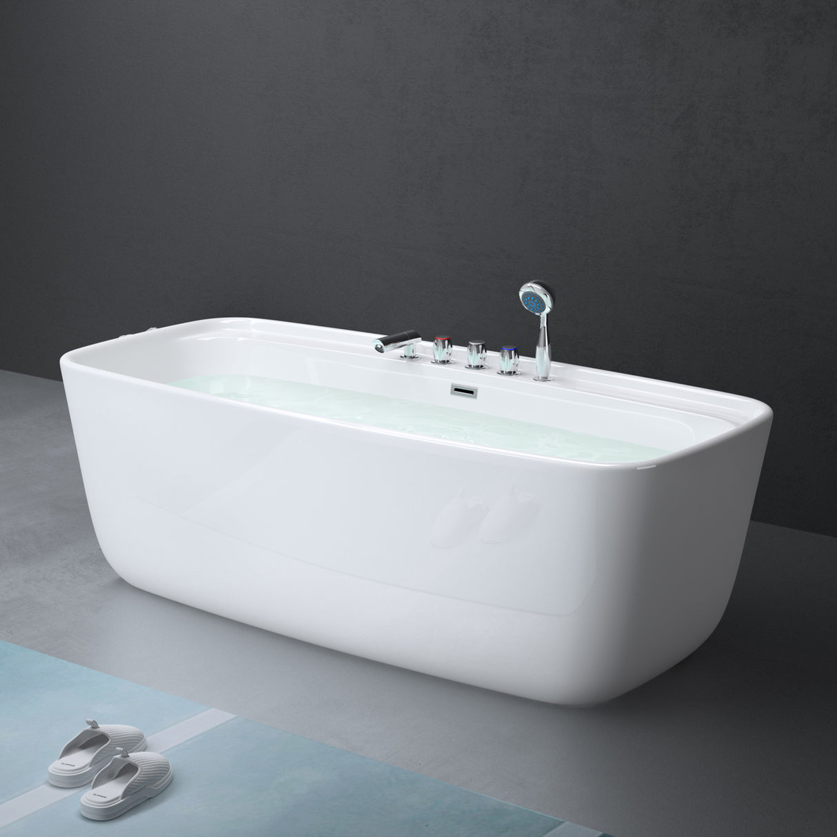 glasvilla Vasca da Bagno Freestanding in Acrilico con Rubinetto, Vasca da Bagno Indipendente