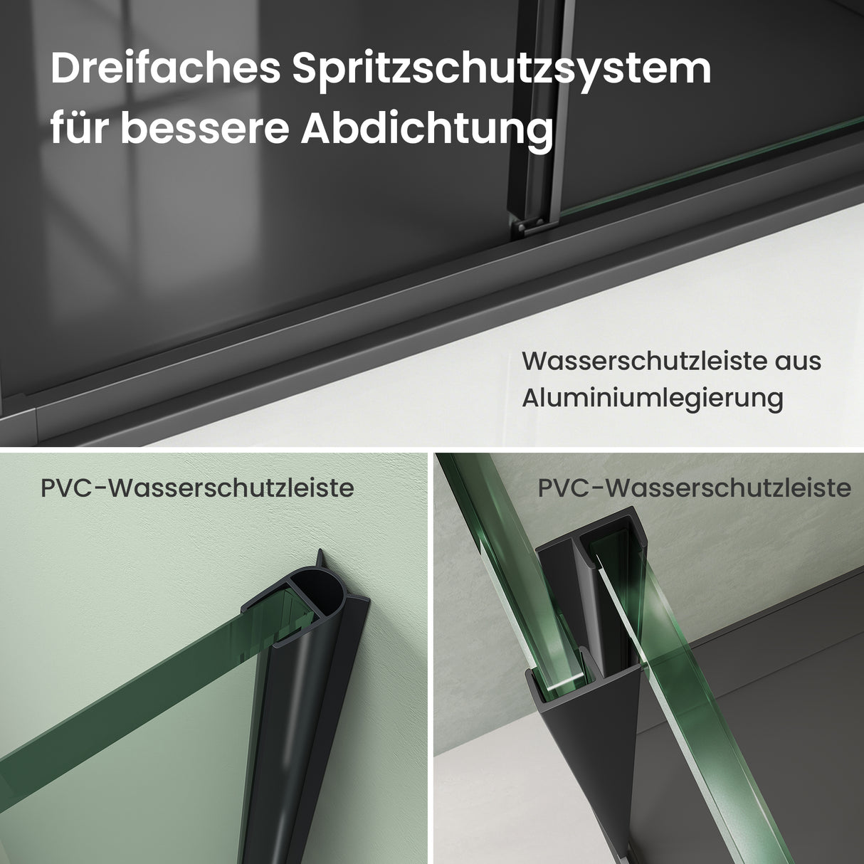 glasvilla Schiebetür für dusche, Nischentür 3-teilig Duschtür Duschakbine Duschabtrennung, 8mm Sicherheitsglas mit Nanobeschichtung, Soft-Close-System Teramo70K