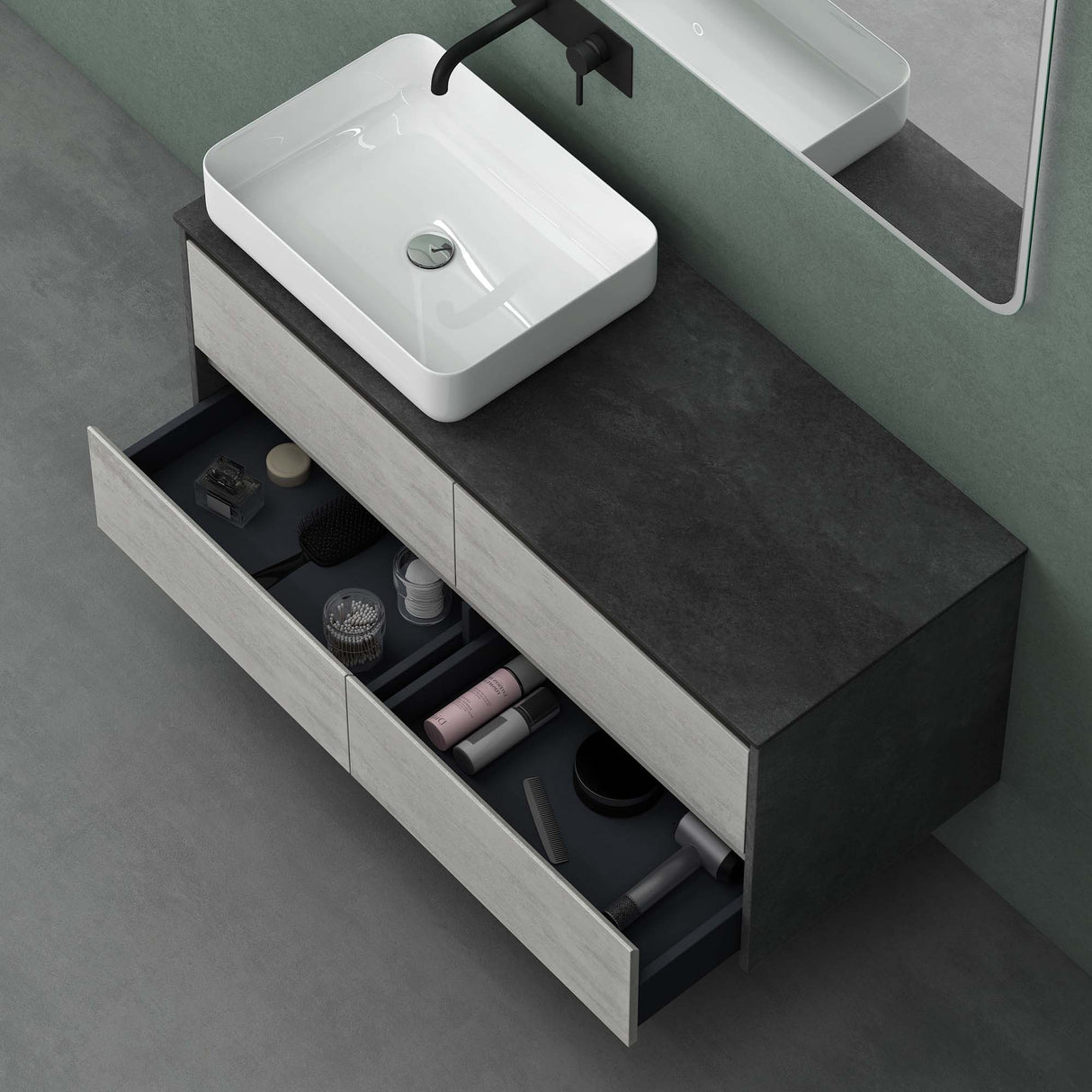 Ensemble de meubles de salle de bain Glasvilla avec meuble sous-vasque à 2 tiroirs et lavabo normal