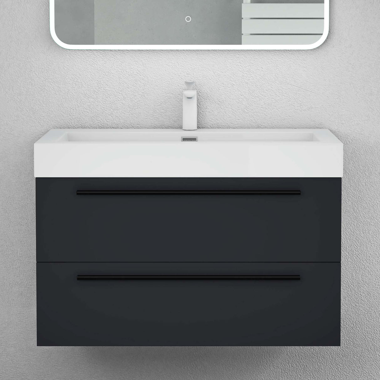 glasvilla Mobile Bagno Sospeso con Lavabo da Marmo Fuso Mobiletto per Bagno con Lavabo Quadratto