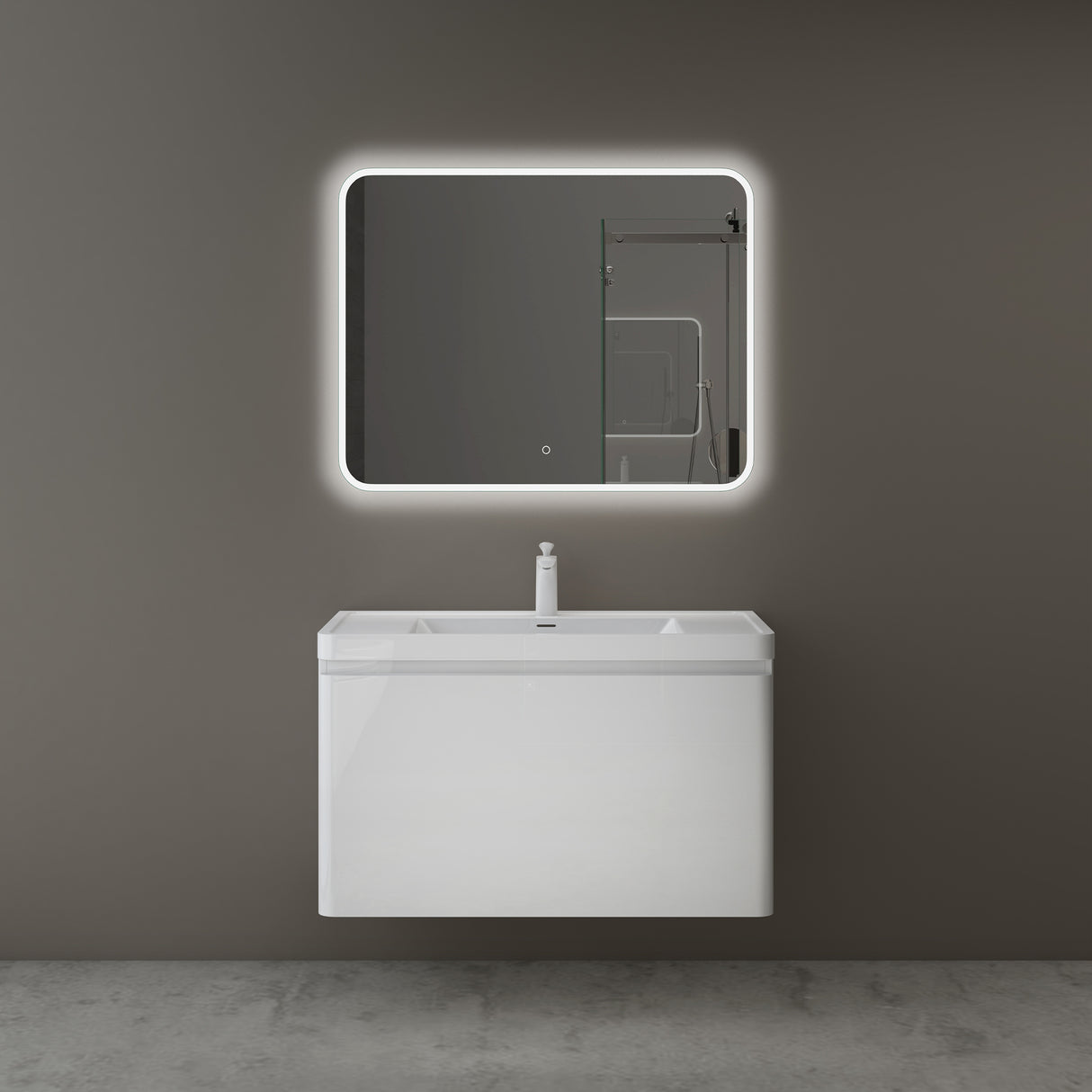 glasvilla Badmöbel-Set Waschbeckenunterschrank mit Softclose Schubladen inkl. Mineralguss Waschbecken Ancona