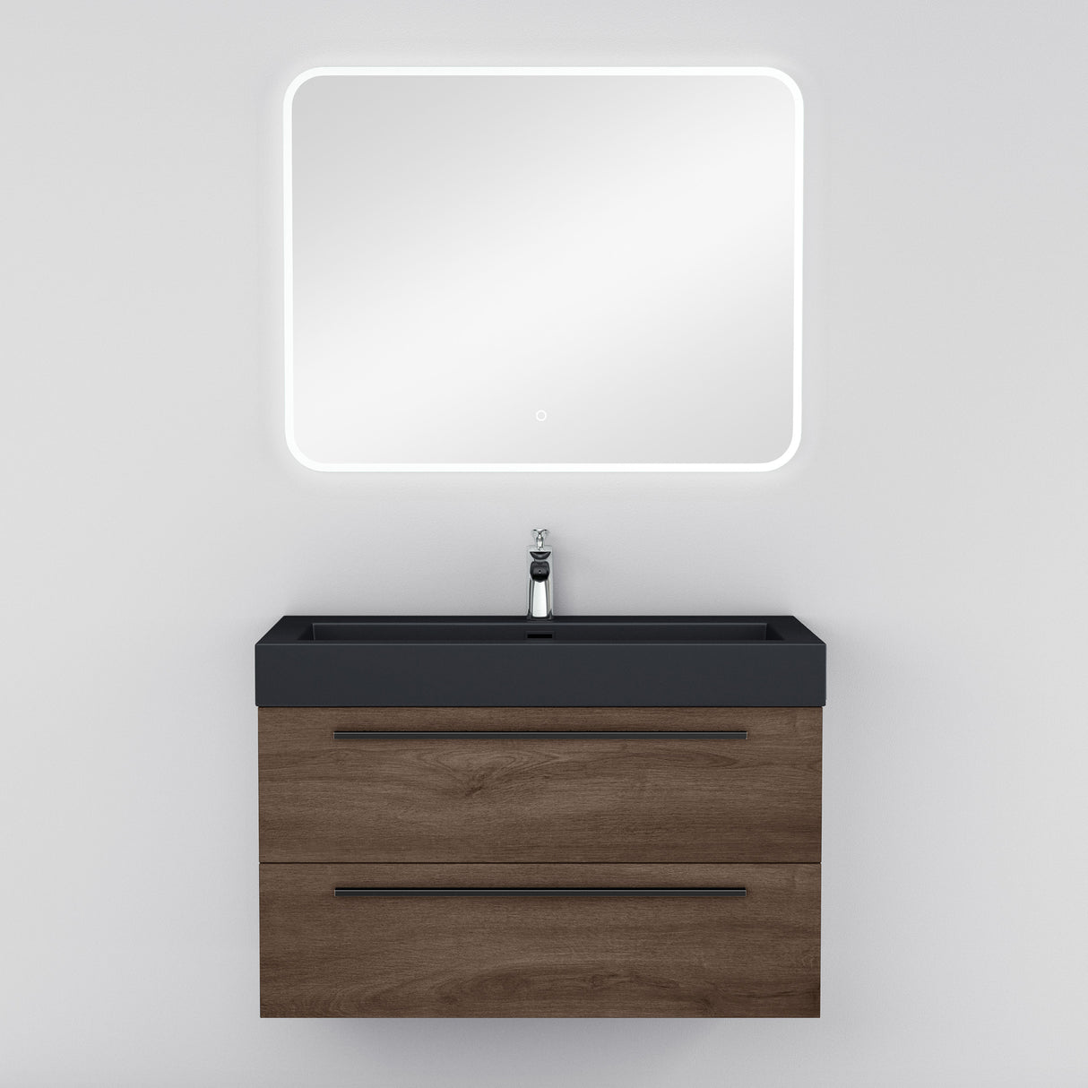 conjunto de muebles de baño glasvilla mueble de lavabo con mueble inferior incl. lavabo de mineral en antracita Quadratto