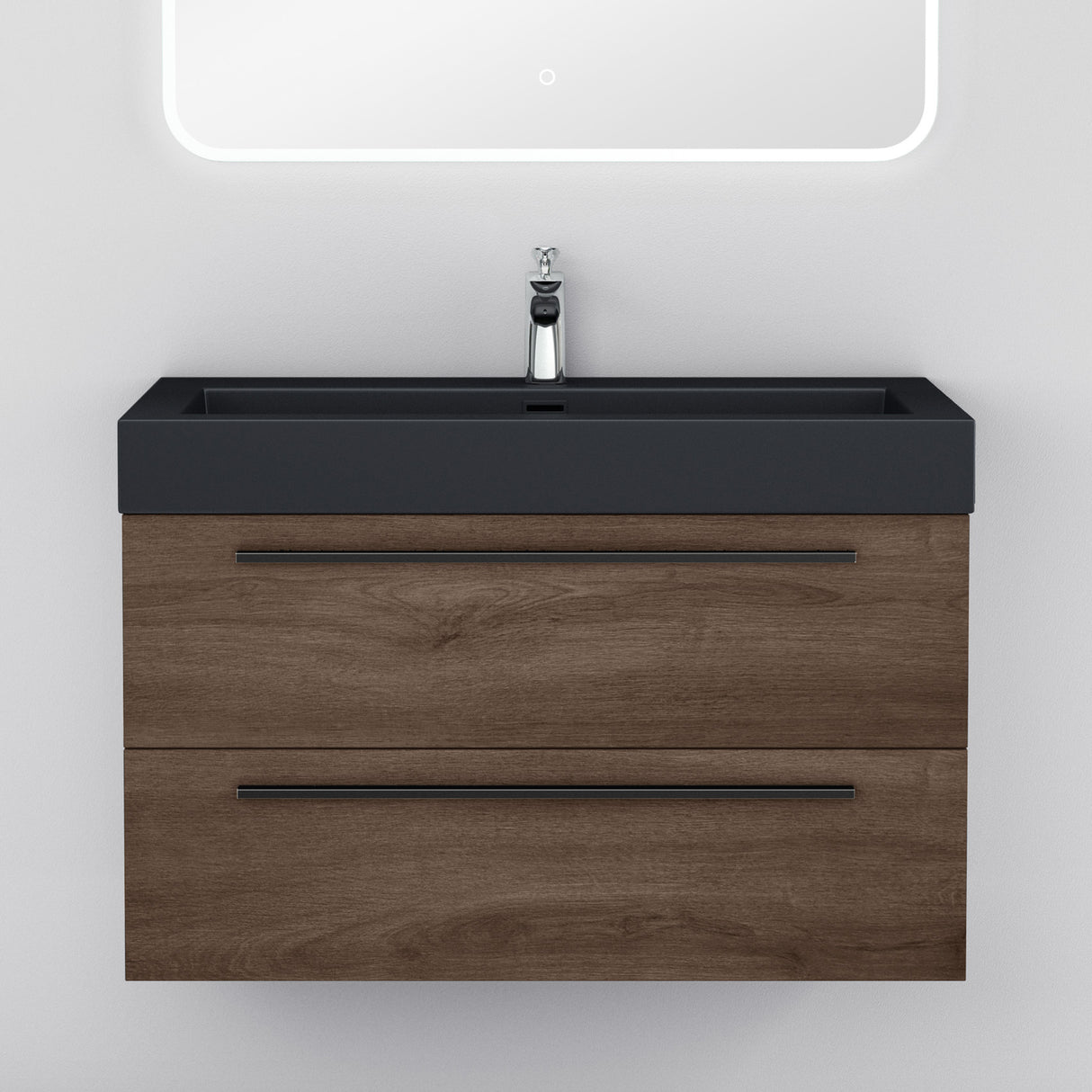 conjunto de muebles de baño glasvilla mueble de lavabo con mueble inferior incl. lavabo de mineral en antracita Quadratto