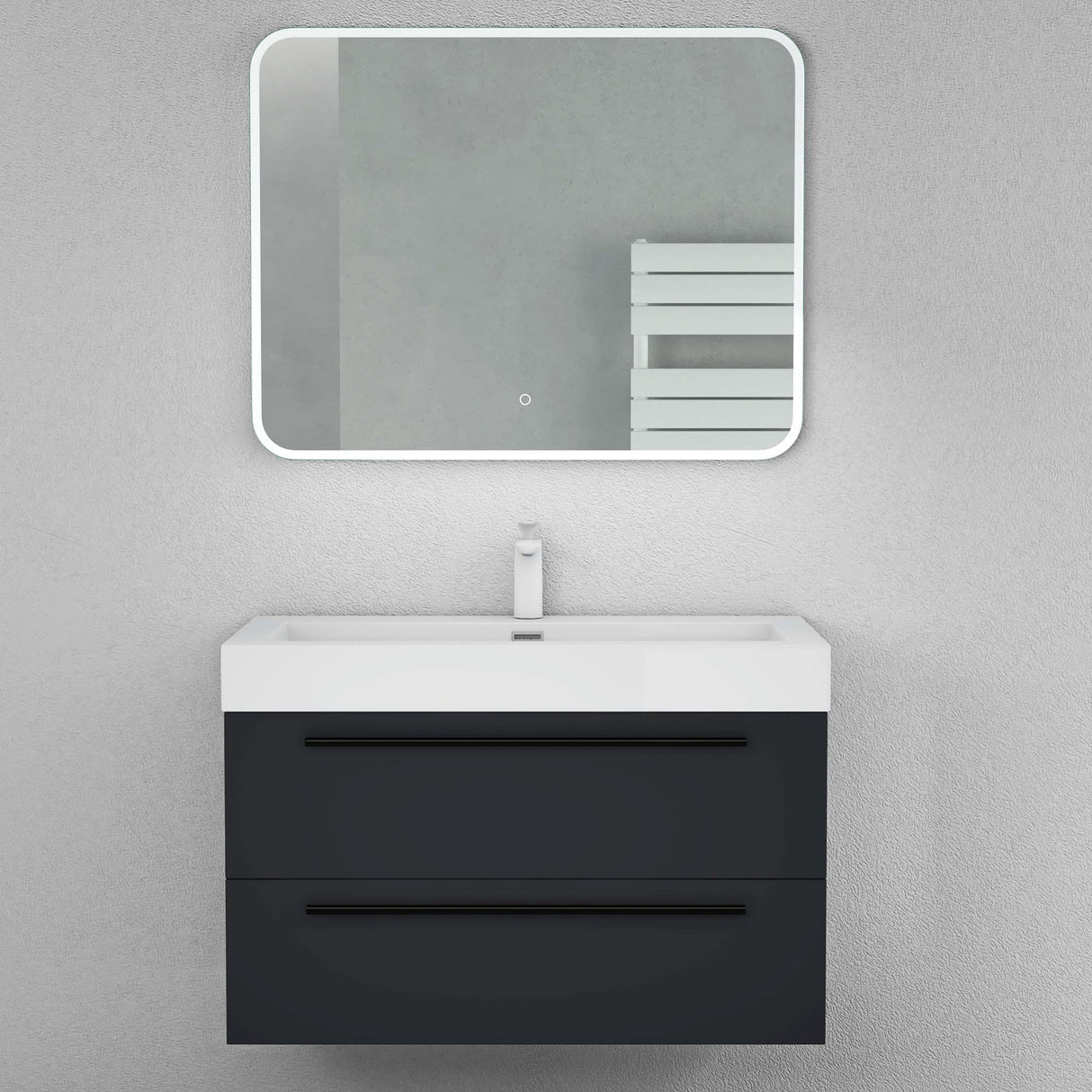 glasvilla Mobile Bagno Sospeso con Lavabo da Marmo Fuso Mobiletto per Bagno con Lavabo Quadratto