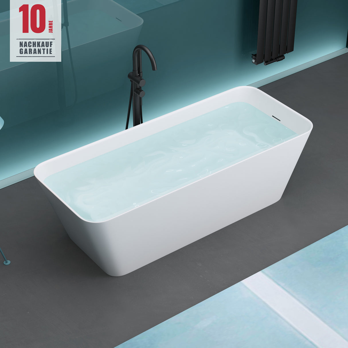 glasvilla Bañera independiente Blanco mate de mineral fundido Bañera de pie incl. sellado Nano