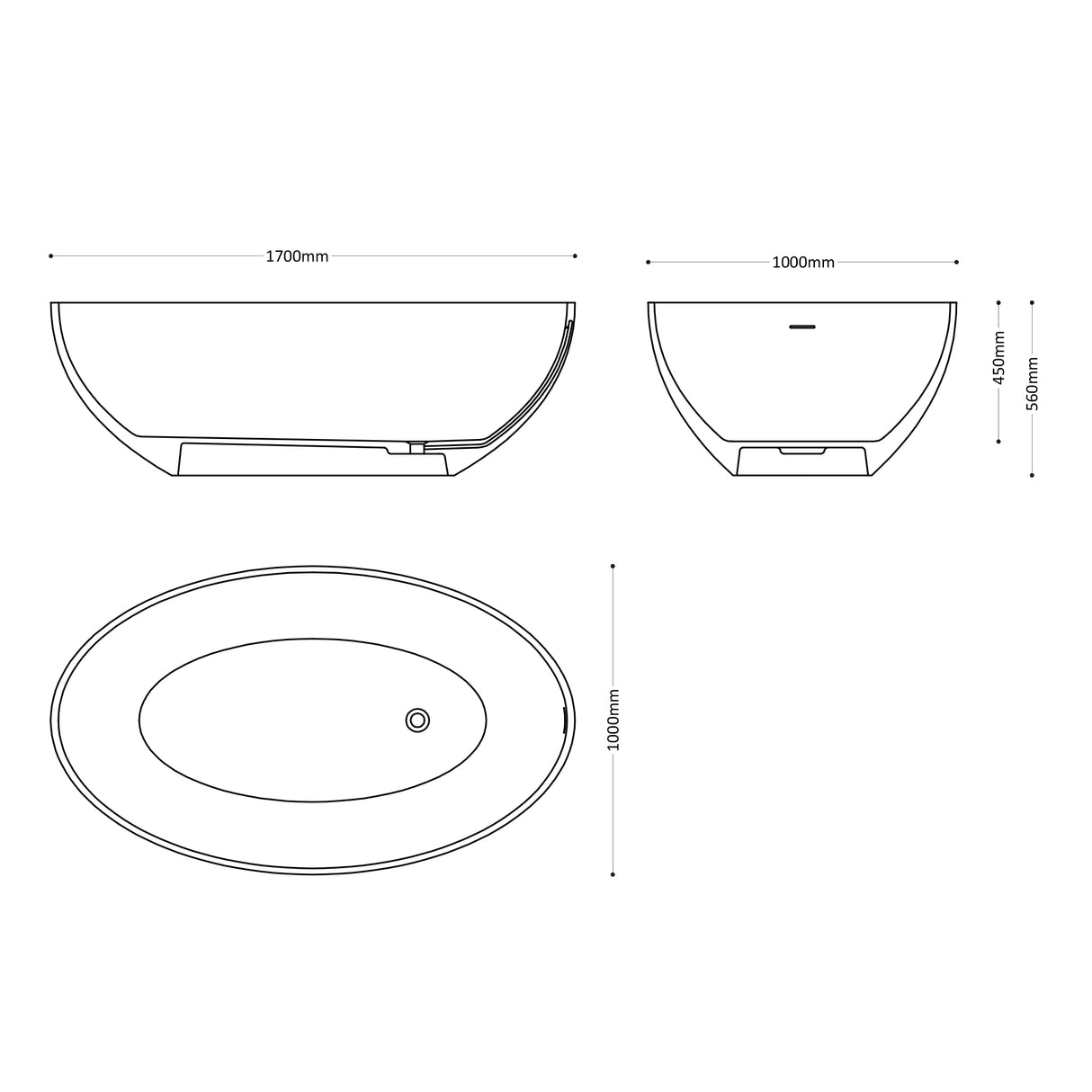glasvilla Bañera independiente Blanco mate de mineral fundido Bañera de pie incl. sellado Nano