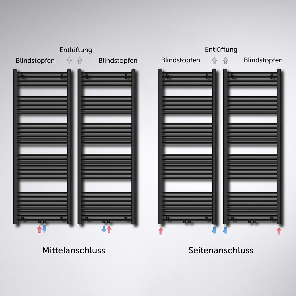glasvilla Radiatore Piatto da Bagno Radiatore Scaldasalviette Termoarredo da Bagno Radiatore Tubolare per il Riscaldamento del Bagno RHE