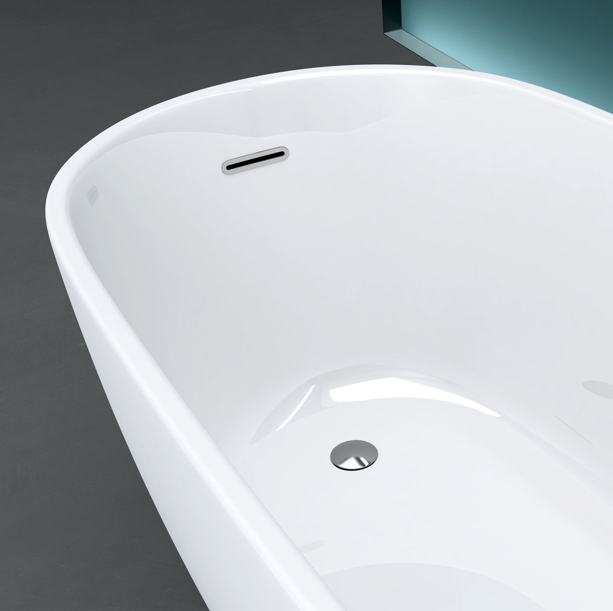 glasvilla freistehende Acryl-Badewanne Oval Standbadewanne Weiß inkl. Push-Open Ablaufgarnitur