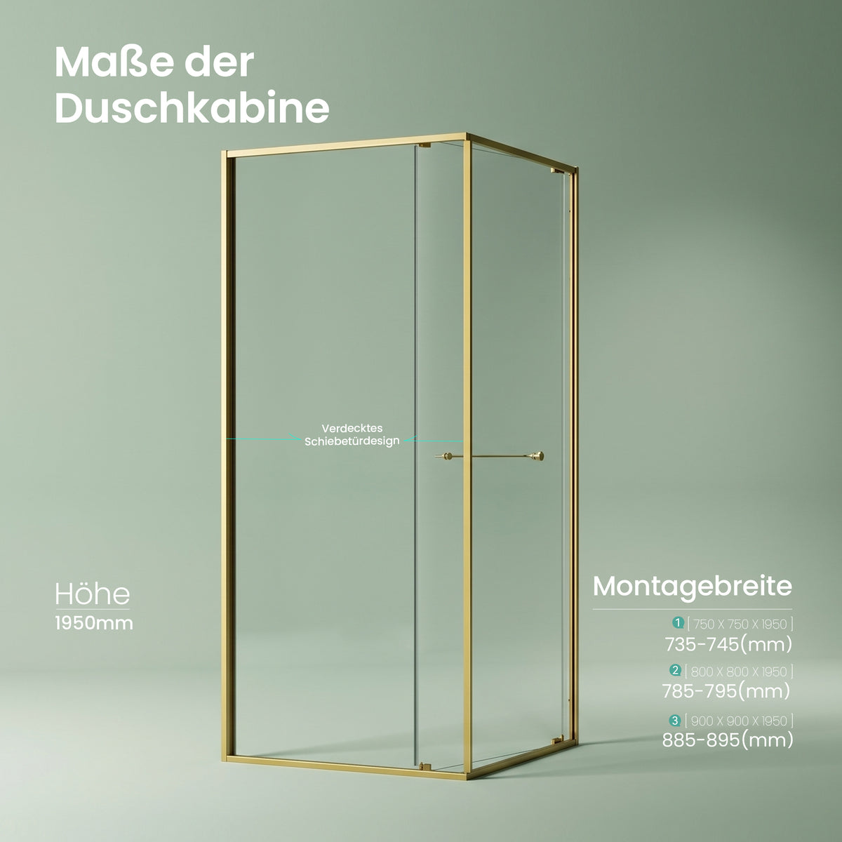 glasvilla Duschkabine Eckeinstieg mit Schiebetür nach innen, Eckdusche Duschabtrennung 195cm Höhe, 6mm ESG-Sicherheitsglas Nano-Beschichtung Ravenna69K