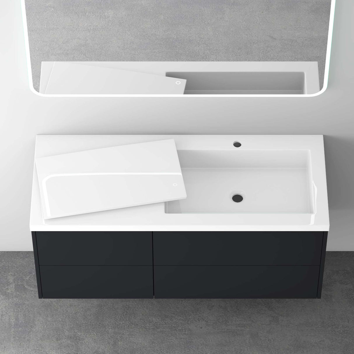 glasvilla Mobile Bagno Sospeso 120cm, Mobile da Bagno con 4 Cassetti a Chiusura Soft-Close e Lavabo da Marmo fuso, Moment