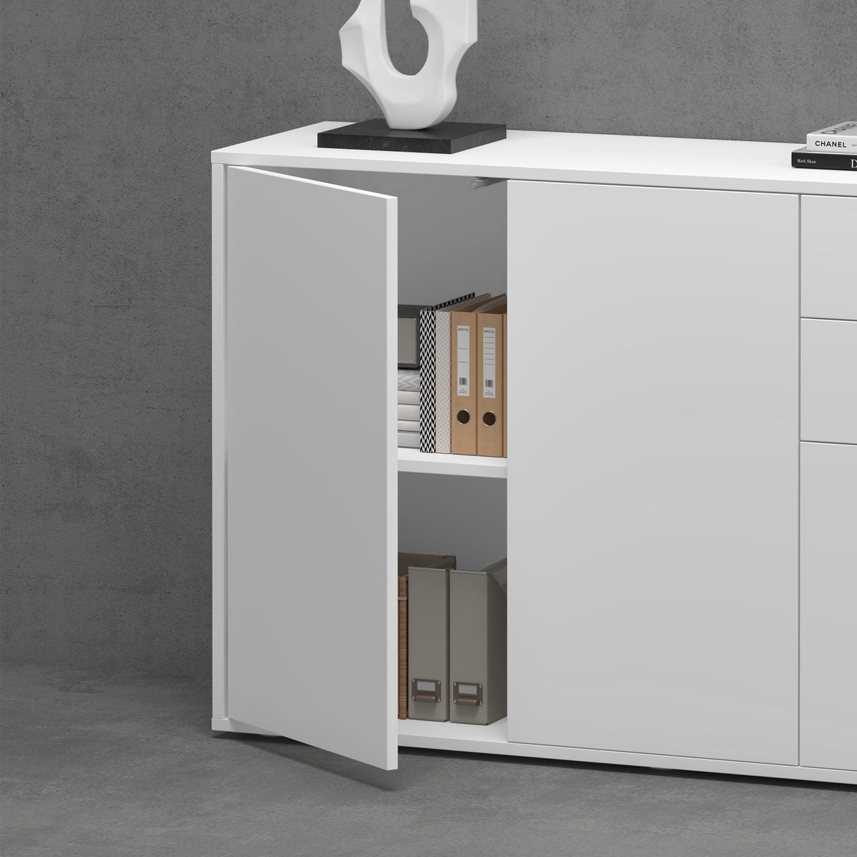 glasvilla Mobile Contenitore con 2 Ante e 2 Cassetti Mobiletto Bagno per Soggiorno, Sala da Pranzo, Camera da Letto Schrank05