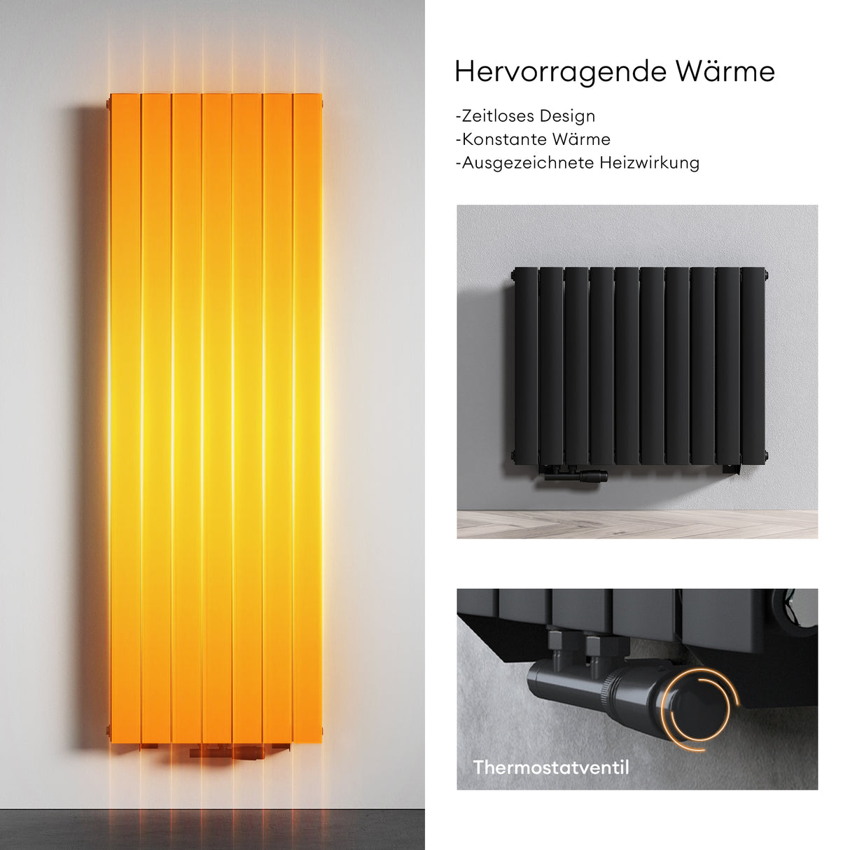 glasvilla Badheizkörper flach Mittelanschluss und Seitenanschluss Paneelheizkörper Badheizung Einlagig aus Stahl FV